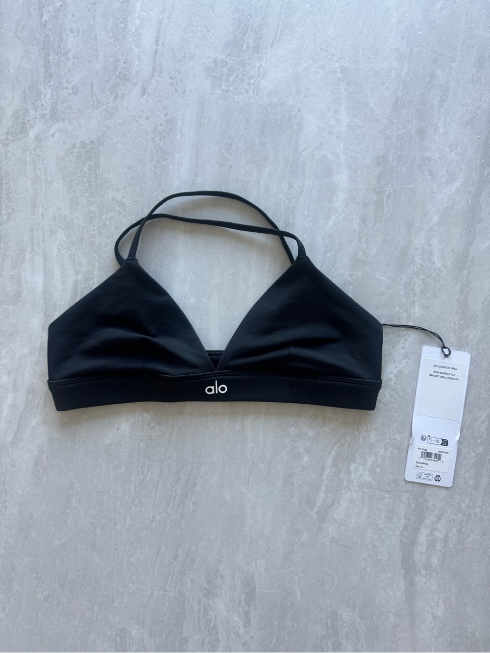 ALO Yoga Black Strappy Triangle Bralette